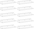 Lifewit Floating Shelves for Wall, 10 Pack Clear Acrylic Shelf 15" Room Decor for Bookcase/Vinyl Record Display/Photo/Picture in Bedroom, Living Room, Bathroom, Kitchen Storage and Organization