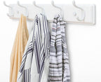 Wooden Coat Rack, Wall-Mounted Organizer for Closet, Entryway, Hallway, Foyer, Bedroom, Heavy Duty Double Hooks for Hanging Towels, Bags, Hats, Jackets, Key (White, 5 Hooks)