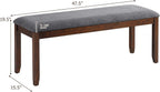 Giantex Dining Room Bench with Upholstered Padded Seat, 660lbs Capacity, 47.5" x 15.5" x 19.5" Ottoman, Wood Kitchen Table Bench for Entryway, Bedroom End of Bed, Grey