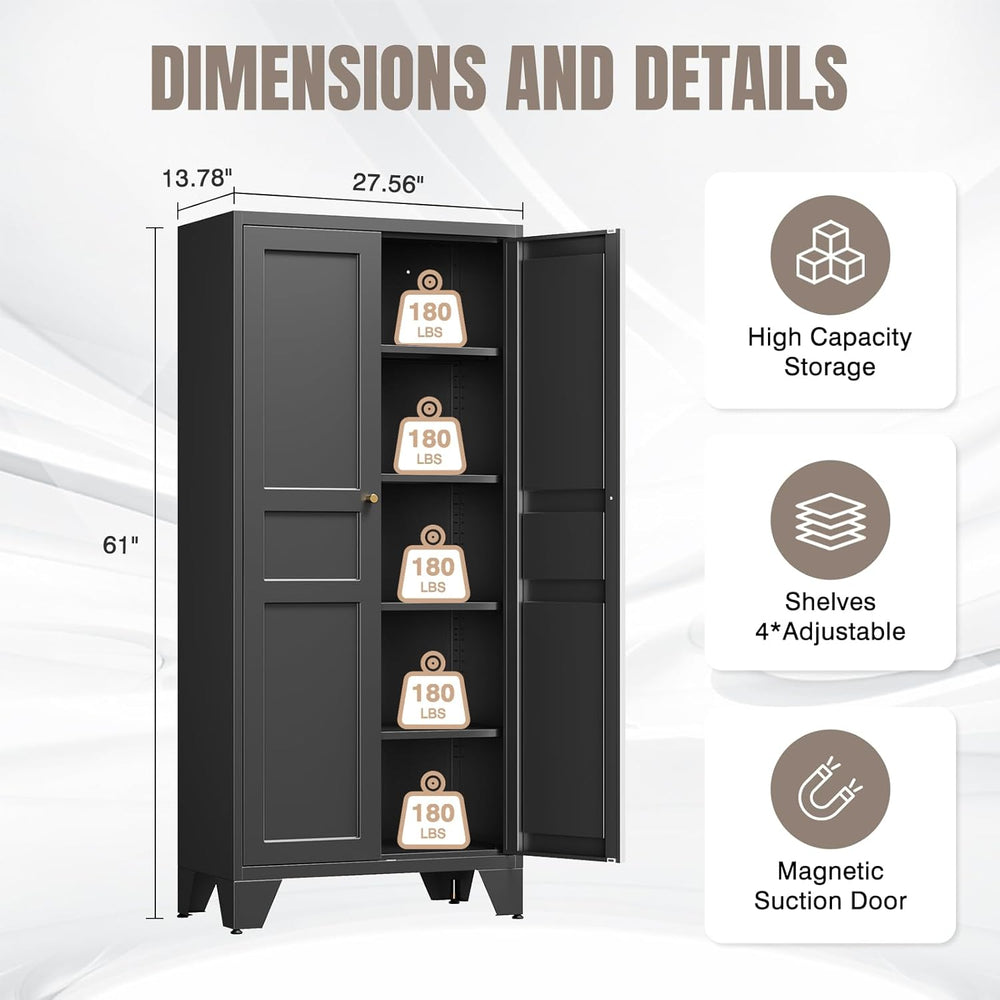 Yizosh Metal Pantry Cabinet,Tall Kitchen Pantry Storage Cabinet with Doors an...