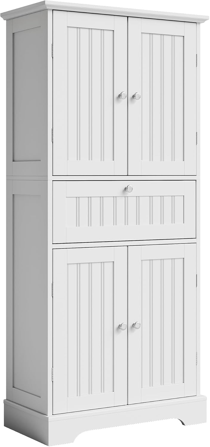 ChooChoo 51" H Bathroom Floor Cabinet with Drawers and Adjustable Shelve...