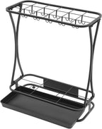 Industrial Metal Umbrella Holder Stand with 18 Slots & 20 Hooks, Free Standing Entryway Organizer with Removable Drip Tray Heavy-Duty Rust-Proof Design for Home, Office, Hotel, Patio Decor