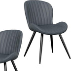 Nalupatio Dining Chairs Set of 2, Modern Dining Room Chairs Comfy Backrest Thick Upholstered Kitchen Chairs 19IN Height with Metal Legs Dark Grey