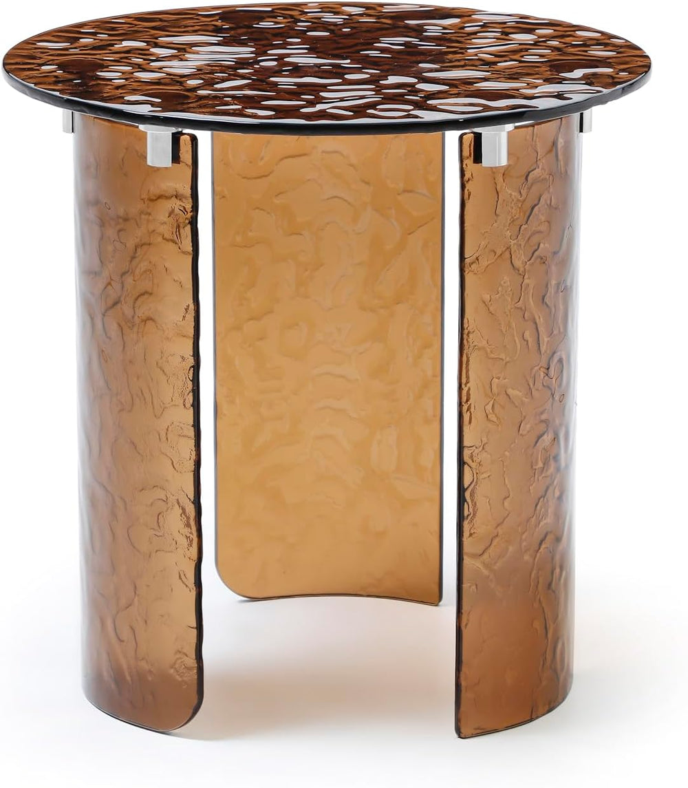 HomeRoots 20" Bronze Glass Round End Table