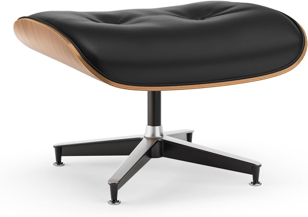Top Black PU Leather, Mid Century Chaise Lounge Chair and Ottoman, Modern Cha...