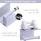 Tindbea Toilet Paper Holder with Shelf Adhesive or Screw Wall Mounted Toilet Paper Roll Dispenser Storage, Stainless Steel Bathroom Shelf Holder Accessories (Lavender Purple)
