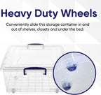 Superio Storage Bins with Lids- Clear Boxes for Organizing, Stackable Plastic Containers- BPA Free, Non-Toxic, Odor Free, Organizer for Home, Office, Dorm (8 Pack, 42 Qt (Under Bed-Wheeled))