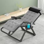Gravity Lounge Chair Patio Adjustable Sun Lounger Garden Reclining Folding with Cup Holder(Black+Cushion B)