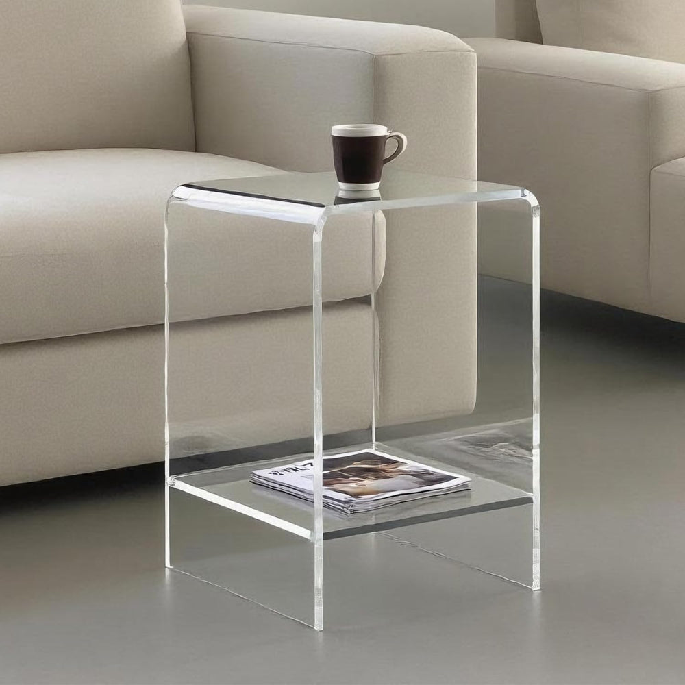 Clear Acrylic End Table/Nightstand,22" H Sleek and Durable Bedside Stora...