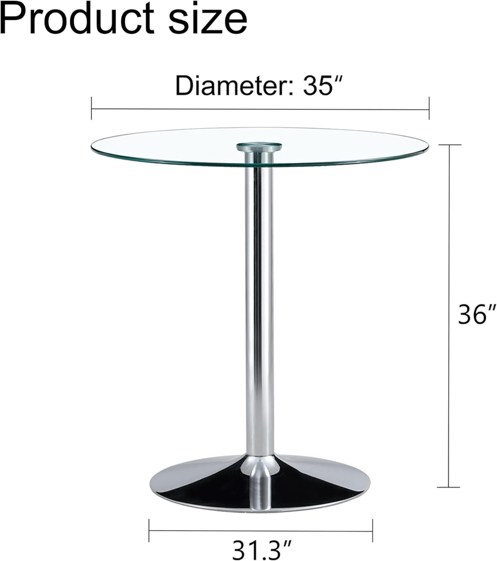 A Glass Tabletop with a Diameter of 35 inches and a Modern Minimalist Circula...