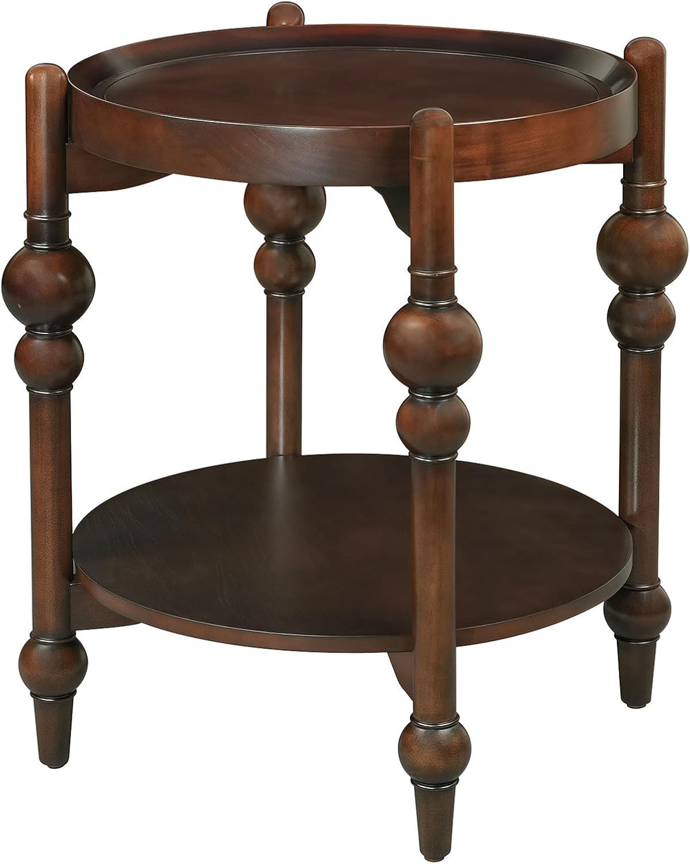23" Round End Table, Mid Century Modern Side Table with Solid Wood Frame...