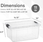 Superio Clear Storage Boxes with Lids, 11 Quart Plastic Container Bins for Organizing, Stackable Crates, BPA Free, Non Toxic, Odor Free, Organizers for Home, Office and Dorm, 6 Pack