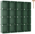 C&AHOME Cube Storage Organizer, 16-Cube Shelves Units, Plastic Storage Cubes, DIY Closet Organizer, Modular Closet Storage Shelves Ideal for Home, Bedroom, 48.4" L × 12.4" W × 48.4" H Green UPCS16GN