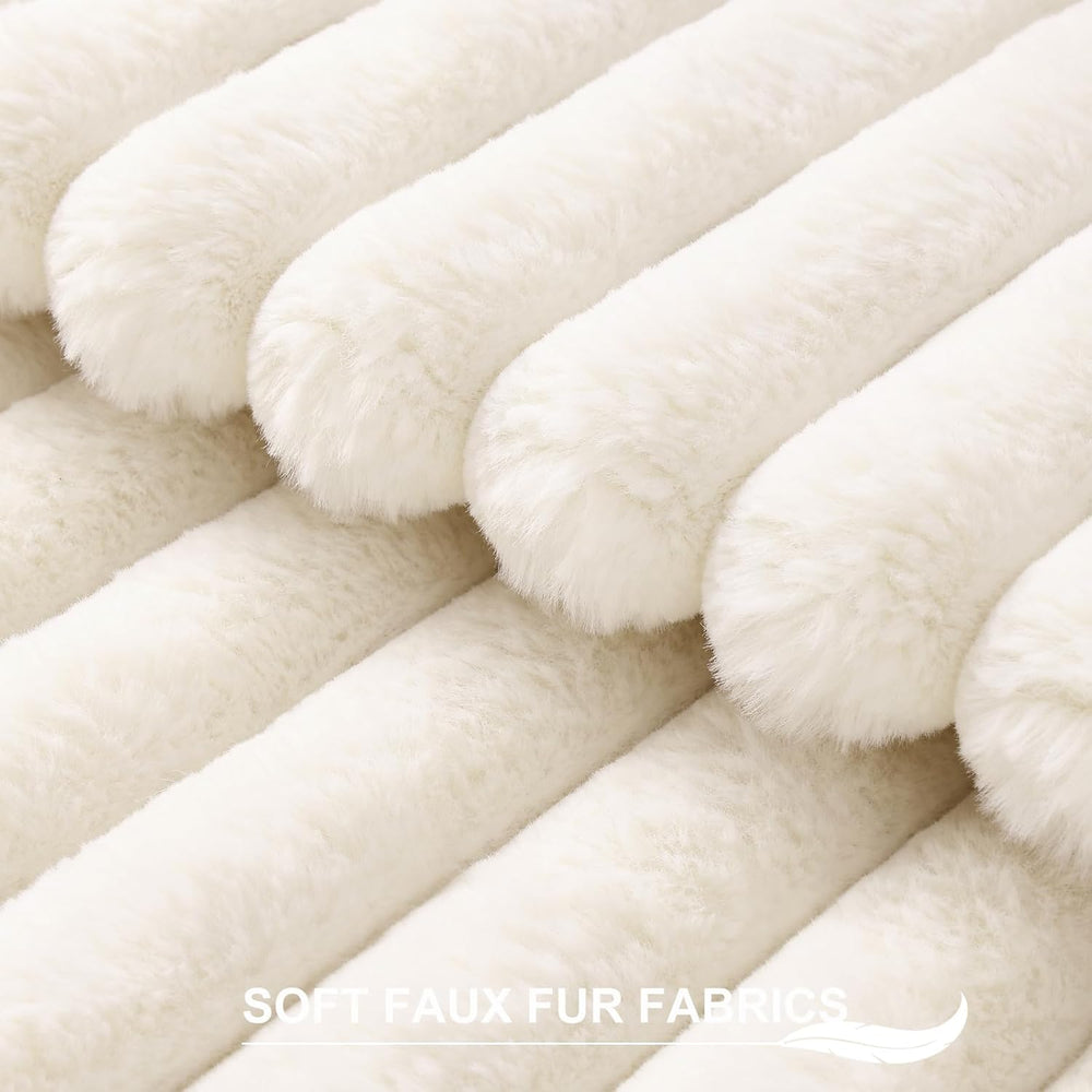 Pallene Faux Fur Decorative Throw Pillow Covers 26x26 Set of 2, Cream White