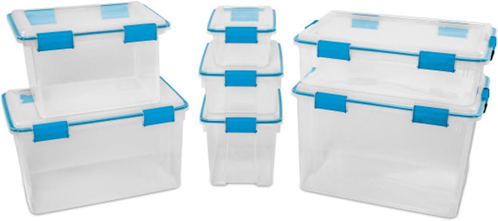 Sterilite 24-Pack Gasket Box, Weather-Resistant Storage Bins with Latching Lids, 7.5 Quart - Heavy-Duty Organizing Containers for Closet, Bathroom, and Office