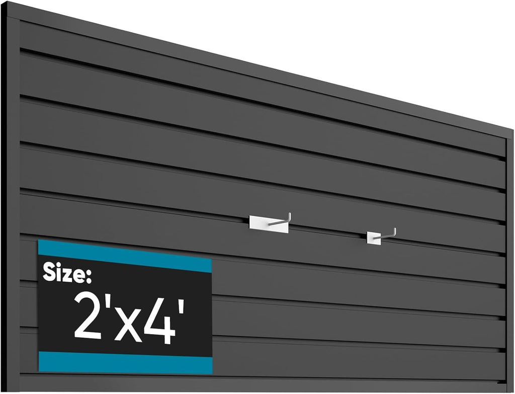 PVC Slat Wall Paneling 2x4 ft, Garage Organizer Storage System, Black Slatwall Panels for Garage Organization Product, Heavy Duty Wall Mounted Tool Storage for Home