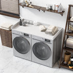 OfficeSimpli Large Washer Dryer Countertop 30 x 58 - Made in USA - Heavy-Duty Laundry Countertop Over Washer and Dryer, Laundry Room Countertop Organization Solution with Non-Slip Pads, Glacier White