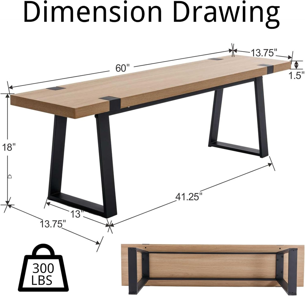 HNY 60" Entryway Bench Wood Dining Bench Bedroom Bench Modern Minimalist...