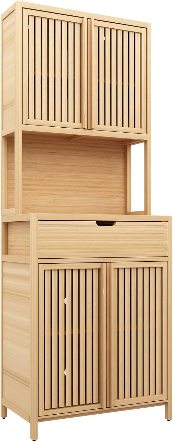 Freestanding Pantry Dideboard, Tall Bookcase Locker, Storage Cabinet for Main...