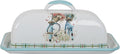 Enameled Farmhouse Vintage Butter Dish with Lid, 7.5 Inch Durable Kitchen Food Storage Container Rust-Resistant Refrigerator Safe,Vintage Decorative Design Kitchenware for Countertop