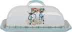 Enameled Farmhouse Vintage Butter Dish with Lid, 7.5 Inch Durable Kitchen Food Storage Container Rust-Resistant Refrigerator Safe,Vintage Decorative Design Kitchenware for Countertop