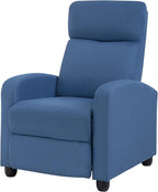 BestMassage | Recliner Chair | with 2 Point Massage Function | Textile Blue | with Lumbar Support, Adjustable Push Back, Footrest & Padded Seat | Easy Assembly | for Living Room, Home Theatre