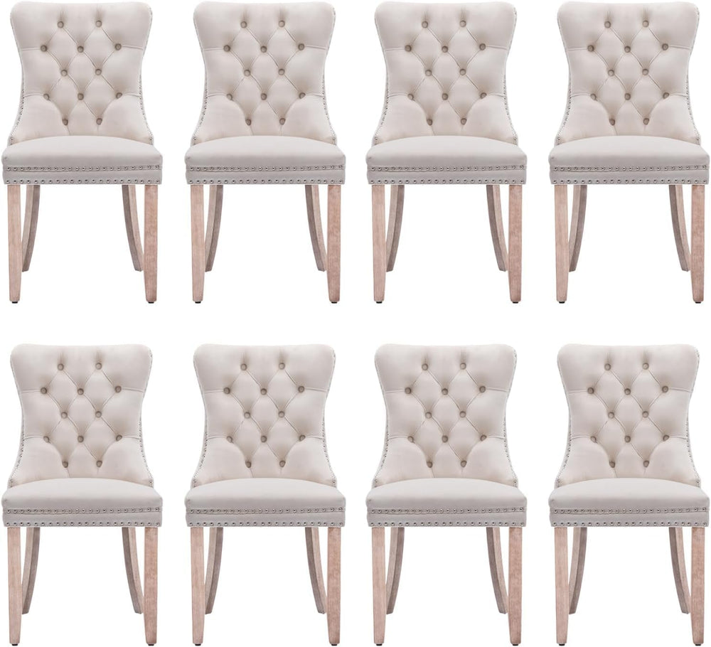 Velvet Upholstered Dining Chairs Set of 8, Modern Style Kitchen Side Chairs w...