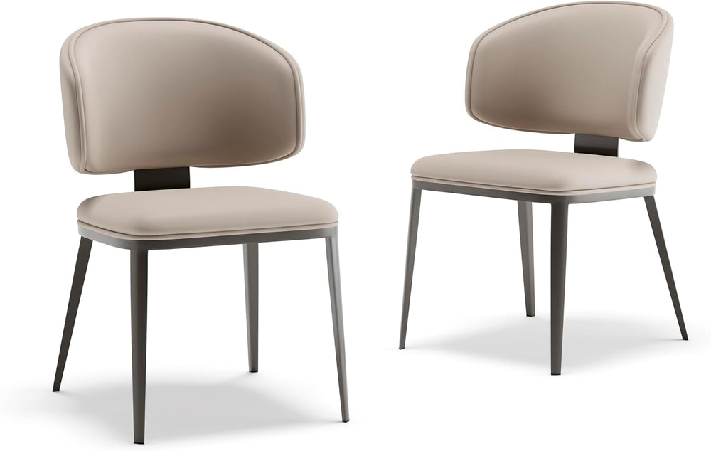 Dining Chairs Set of 2, Faux Leather Dining Chairs, Light Gray