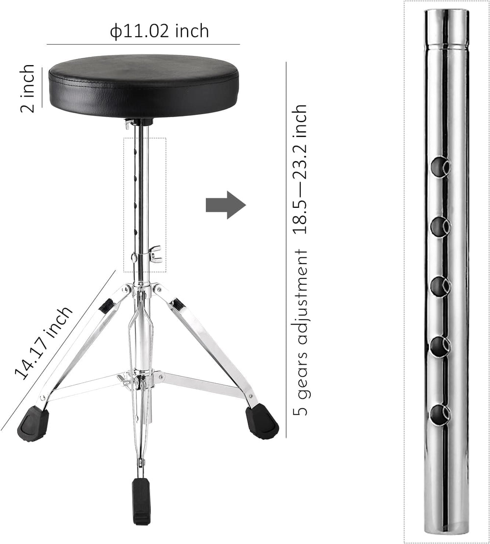 G Ganen Thick Padded Foldable Drum Throne Saddle Stool Adjustable Height No-S...