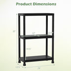 Giantex 3-Tier Heavy-Duty Plastic Storage Shelves, Freestanding Garage Shelving Unit, Multi-Use Organizer Rack for Pantry, Kitchen, Laundry, No-Tool Assembly, Black (1,24" x 12.5" x 37")