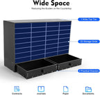 Adjustable Literature Organizer, 32 Compartments Mail Sorter Organizer with 2 Drawers, PVC Desktop File Sorter, Classroom Mailbox Office Mailbox Cubbies for Office, Home, Study Room Black
