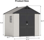 Patiowell 8x6 FT Outdoor Storage Shed, Plastic Shed Resin Garden Shed with Floor & Window & Lockable Door for Patio Furniture, Backyard Tools, Bicycles & Lawnmower, Beige
