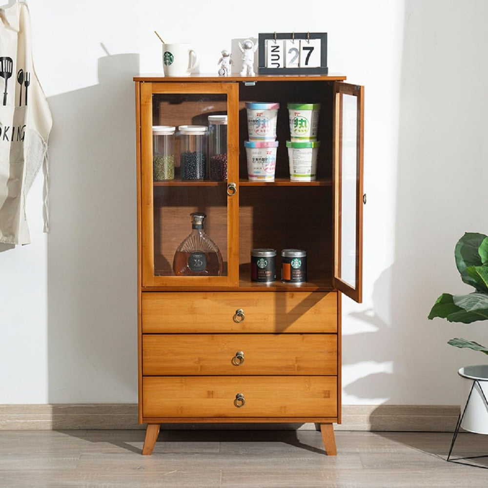 Kitchen Sideboard, Bamboo Pantry Dining Cupboard Buffet Cabinet Storage Cabin...