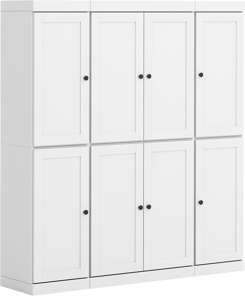 Palace Imports Solid Wood White Storage Cabinet - 71.5" Tall Kitchen Pan...