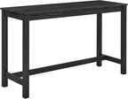 Ball & Cast 4 Piece Kitchen Dining Room Table and Chairs Set, Farmhouse Wooden Counter Height Bar-Sets w/USB Ports & Power Outlet & 3pcs Stools, 59" Sofa-Table Barstool w/Charging Station, Black
