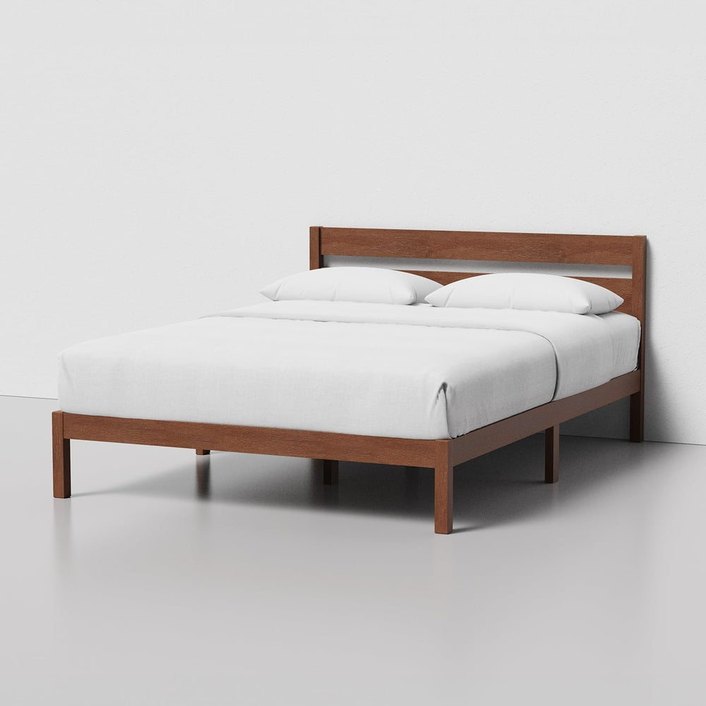 LIFEMENT Queen Bed Frame with Headboard Classic Wood Platform, Noise Free, Un...