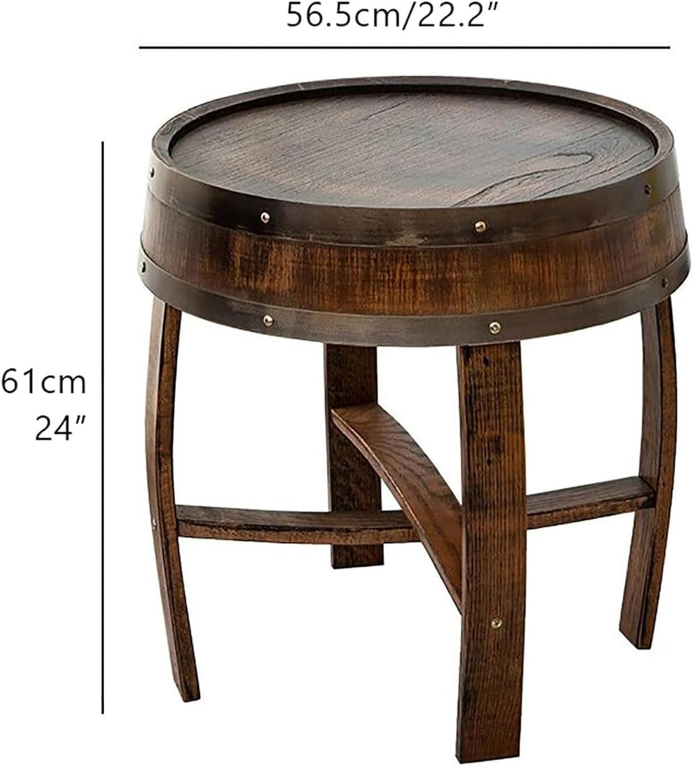 Farmhouse Whiskey Barrel End Table,Rustic Handcrafted Barrel Table,Solid Wood...