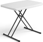 Folding Table 30 Inch - Small Desk Adjustable Height TV Tray for Laptop, Couch, Camping - Heavy Duty Utility Foldable Table for Small Spaces, No Assembly Required, White Granite