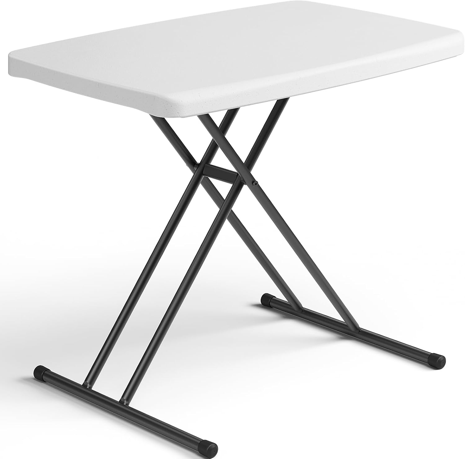 Folding Table 30 Inch - Small Desk Adjustable Height TV Tray for Laptop, Couch, Camping - Heavy Duty Utility Foldable Table for Small Spaces, No Assembly Required, White Granite