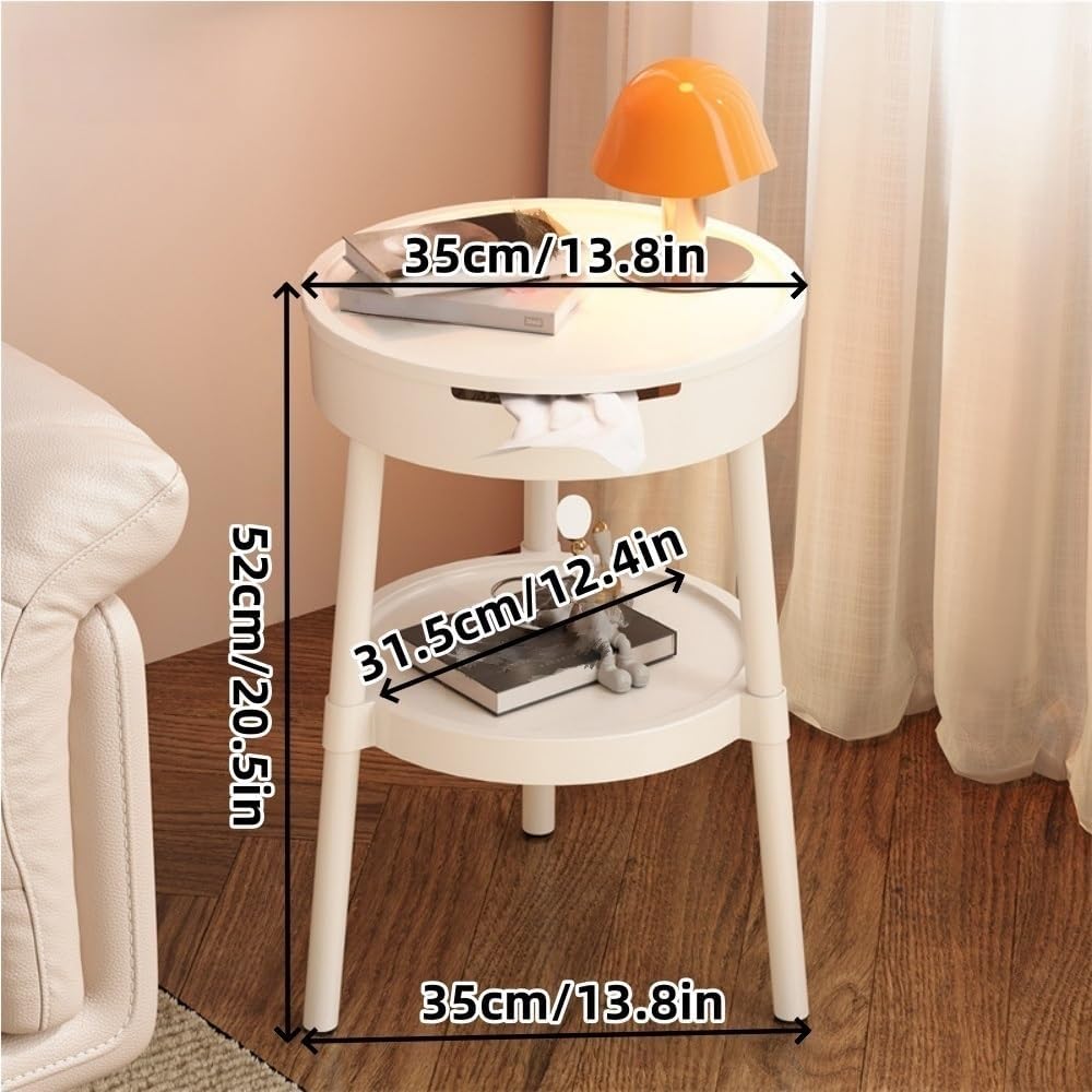 2 Tier Portable End Table, Decorative Side Table, PP Plastic Coffee Table, Mo...