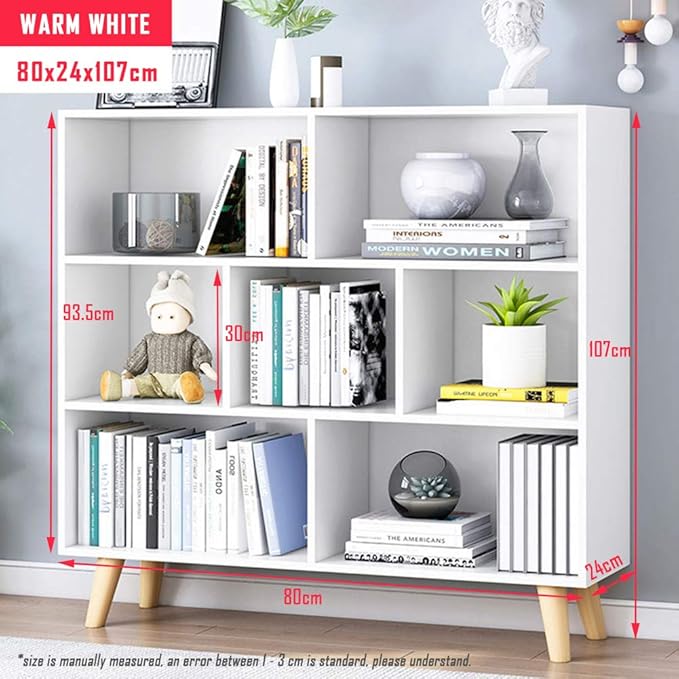 IOTXY Wooden Open Shelf Bookcase - 3-Tier Floorstanding Display Cabinet Rack ...