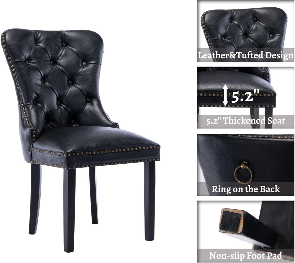 EALSON Modern Black Dining Chairs Set of 8 Mid Century Leather Dining Room Ch...
