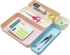 (9 Piece Set) Large Size Plastic Desk Drawer Organizers For Makeup Bathroom Office Kitchen Three Colors