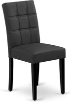 East West Furniture LGAS7-BLK-12 7 Piece Dinner Table Set Contain A Dining Table and 6 Dark Gray Polyester Fabric Person Chairs with Stylish Back- Black Finish
