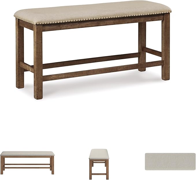 Signature Design by Ashley Morriville Counter Height Upholstered Dining Room Bench, Brown