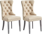 Kiztir Leather Dining Chairs Set of 2, Upholstered Dining Chair with Nailhead Trim and Solid Wood Legs, Luxury Wingback Dining Side Chair for Living Room, Bedroom, Kitchen (Beige)