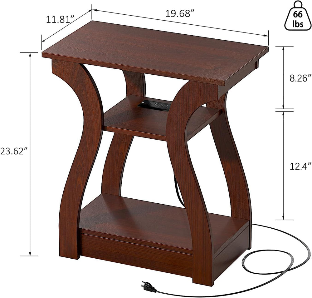 FROMJBEST End Table with Charging Station, Side Table with USB Ports and Outl...