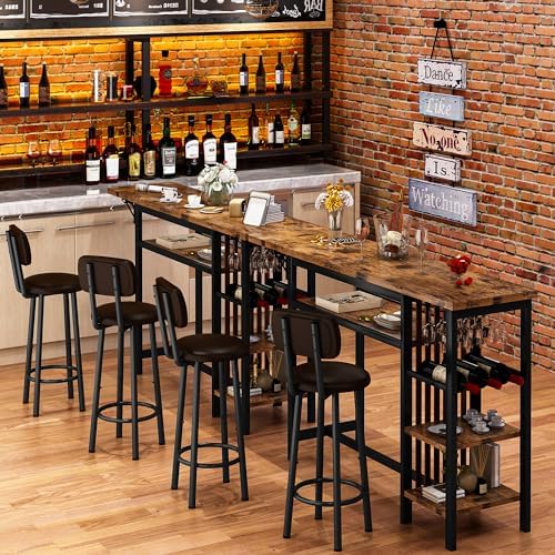 Recaceik 59" Bar Dining Table Set for 2, Bar Table and Chairs Set, Expan...
