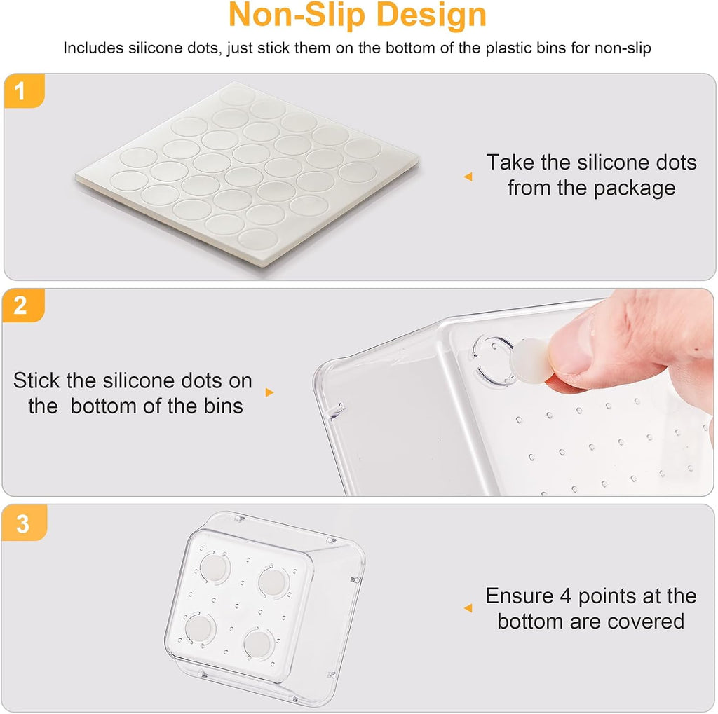 SMARTAKE 13-Piece Drawer Organizers with Non-Slip Silicone Pads, 5-Size | Clear Desk Bathroom Drawer Organizer Trays Storage Tray for Makeup, Jewelry, Utensils in Bedroom Dresser, Office and Kitchen