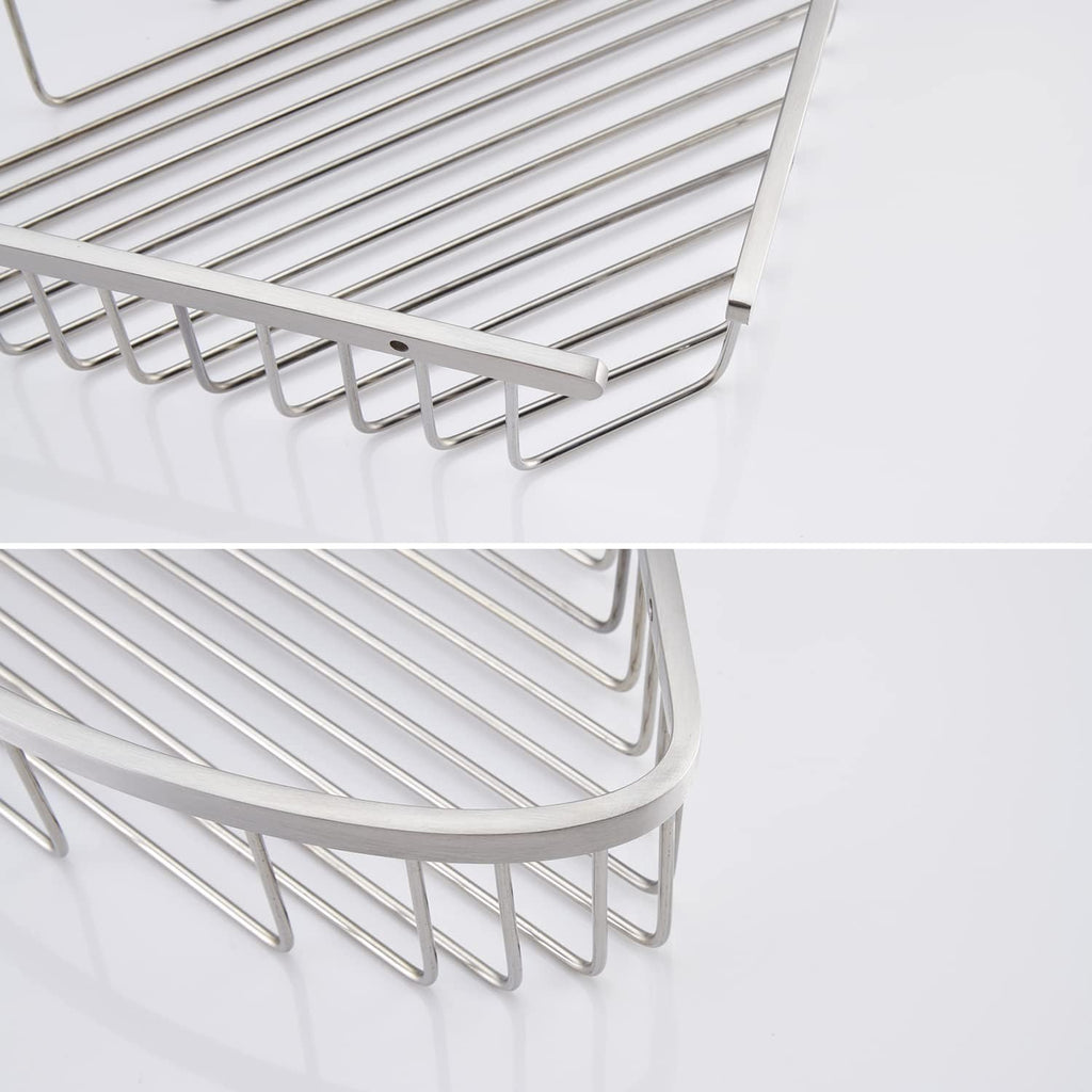 Bathroom Shower Caddy Corner Shelf, Corner-Hollow Design, Ultra Sturdy Rust-Proof Stainless Steel Shelf Organizer Shampoo Holder, Wall Mounted Storage Rack for Bathroom, Brushed Nickel